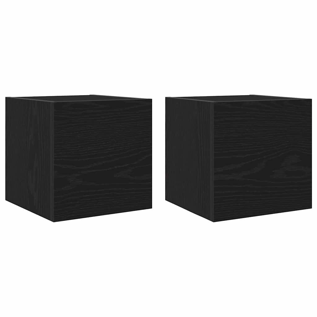 vidaXL Κρεμαστό Ντουλάπι Τηλεόρασης Επιτοίχιο 2 pcs Μαύρη Δρυς