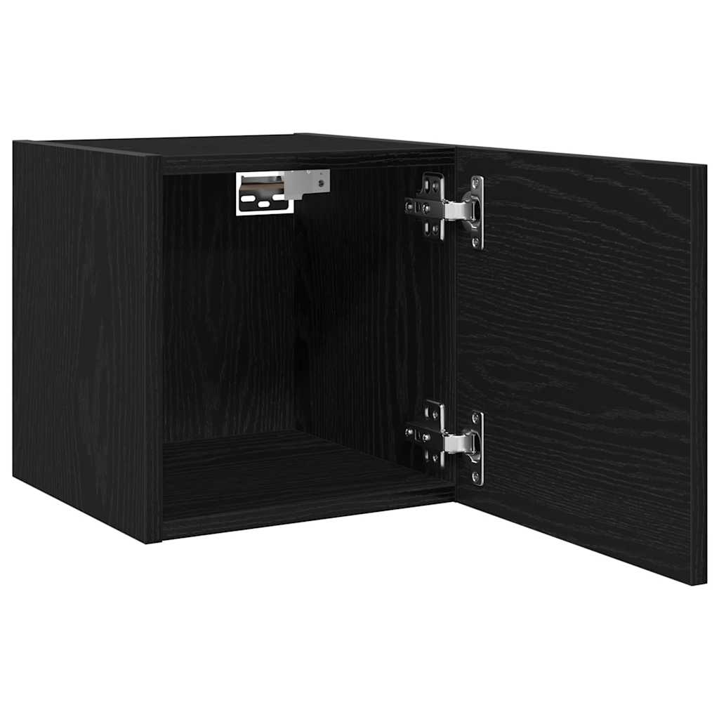 vidaXL Κρεμαστό Ντουλάπι Τηλεόρασης Επιτοίχιο 2 pcs Μαύρη Δρυς