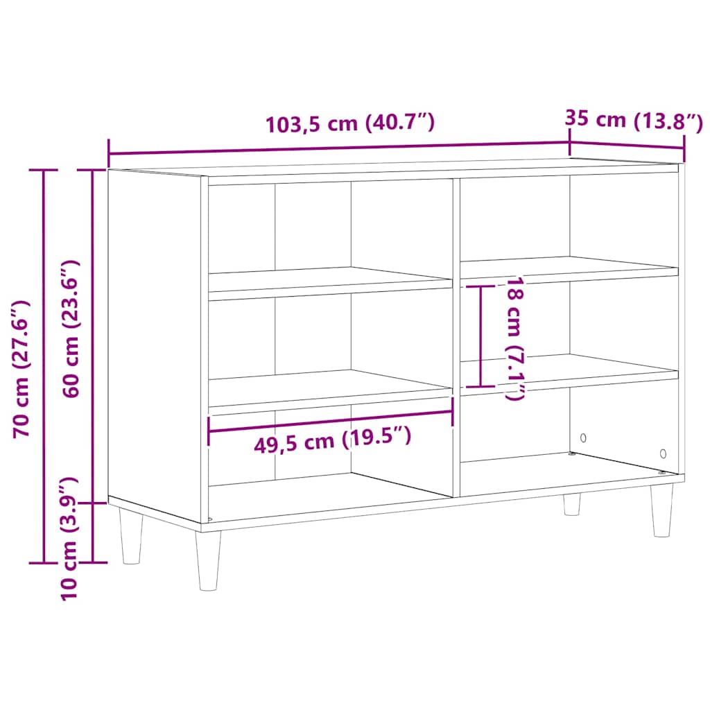 vidaXL Πλαϊνό γραφείο Μαύρη δρυς 103.5 x 35 x 70 εκ.