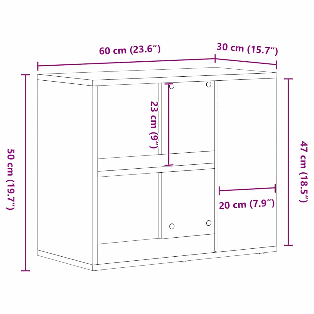 vidaXL Πλαϊνό γραφείο Μαύρο 60 x 30 x 50 εκ. Επεξεργασμένο ξύλο