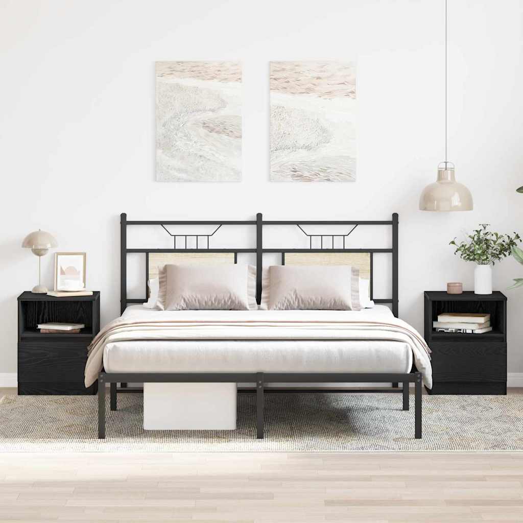 vidaXL Κομοδίνο 2 pcs Μαύρη Οξυά 40 x 40 x 50 cm Επεξεργασμένο ξύλο
