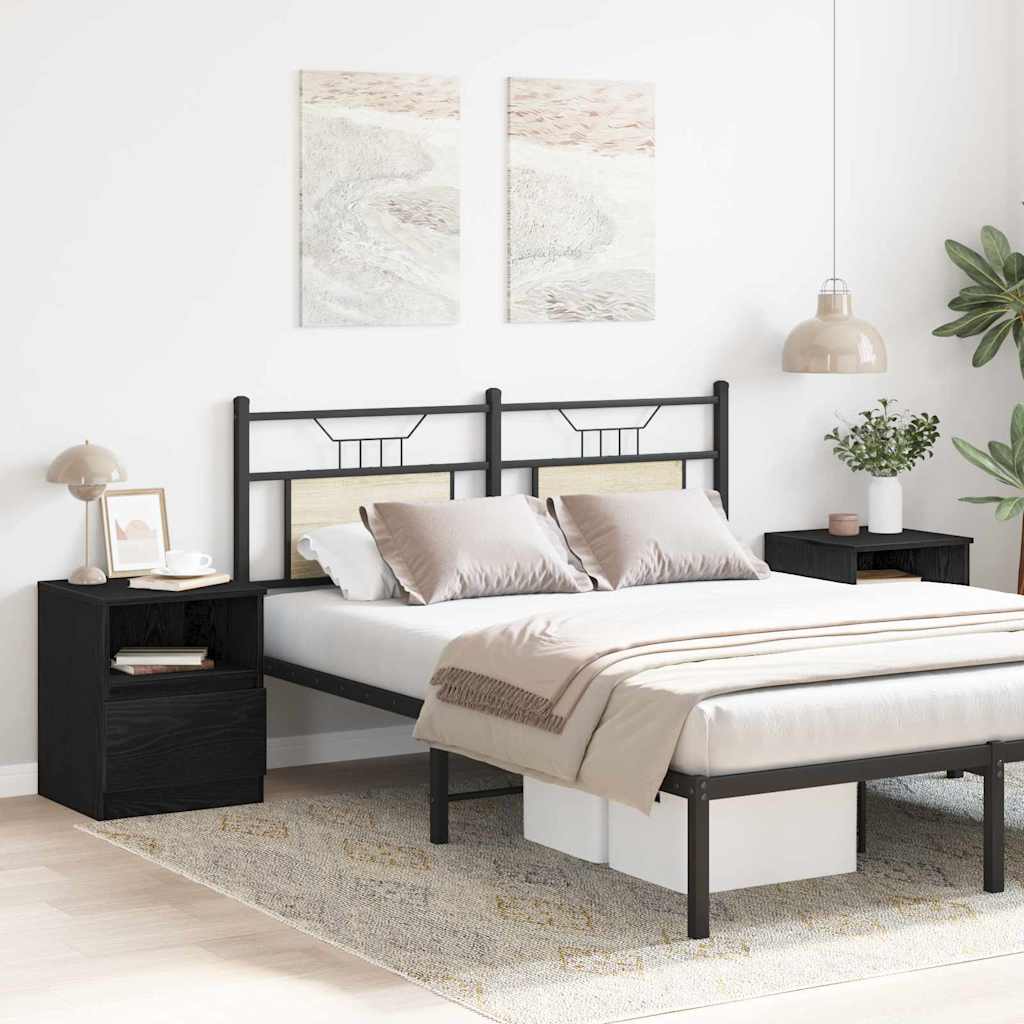 vidaXL Κομοδίνο 2 pcs Μαύρη Οξυά 40 x 40 x 50 cm Επεξεργασμένο ξύλο