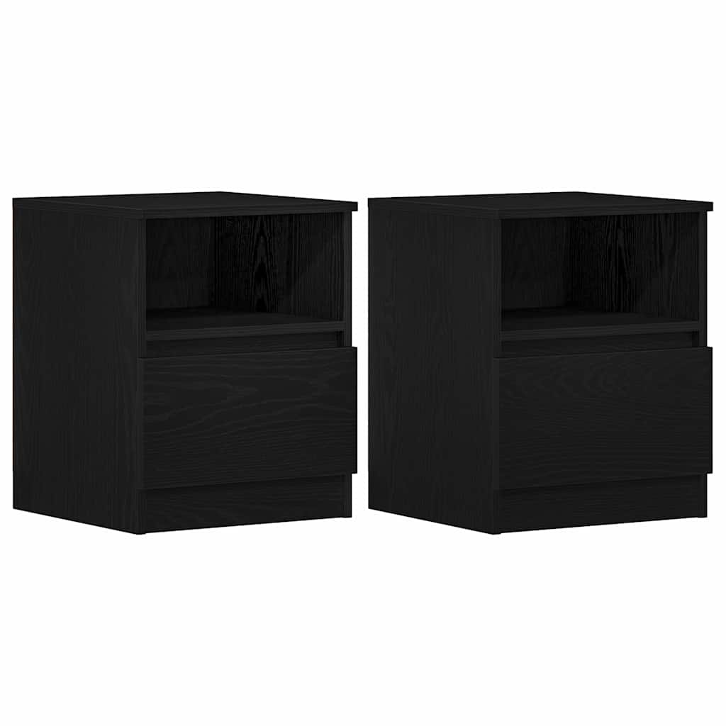 vidaXL Κομοδίνο 2 pcs Μαύρη Οξυά 40 x 40 x 50 cm Επεξεργασμένο ξύλο