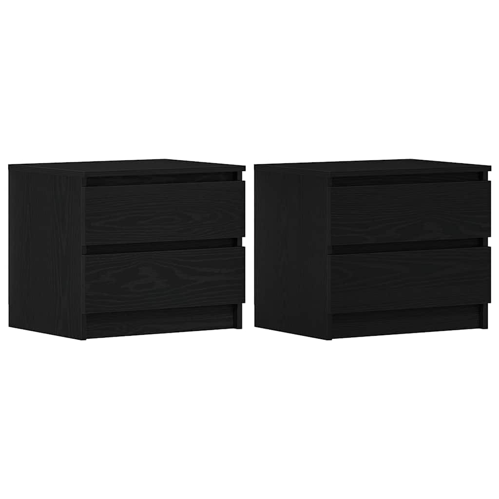 vidaXL Κομοδίνο 2 pcs Μαύρη Οξυά 50 x 40 x 43,5 εκ. Επεξεργασμένο ξύλο