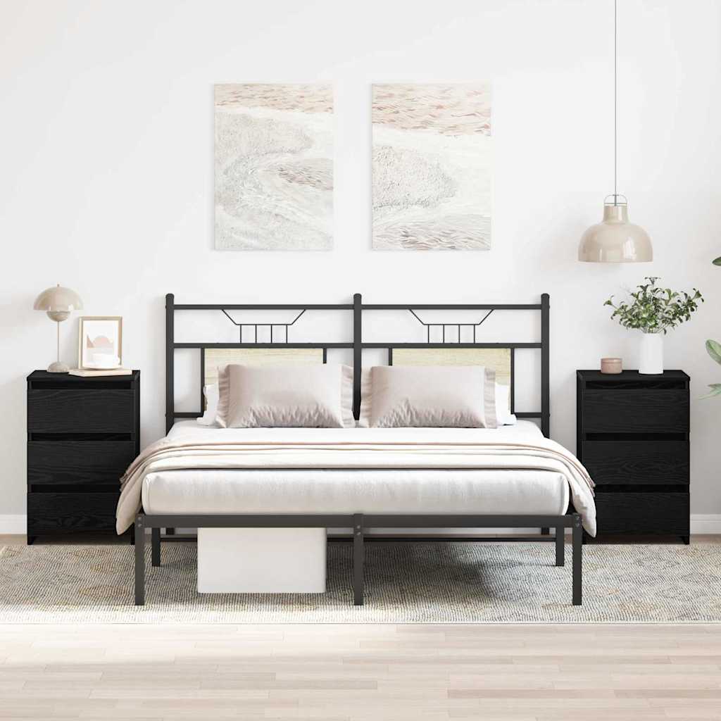 vidaXL Κομοδίνο 2 pcs Μαύρη δρυς 40 x 35 x 62.5 εκ. Επεξεργασμένο ξύλο