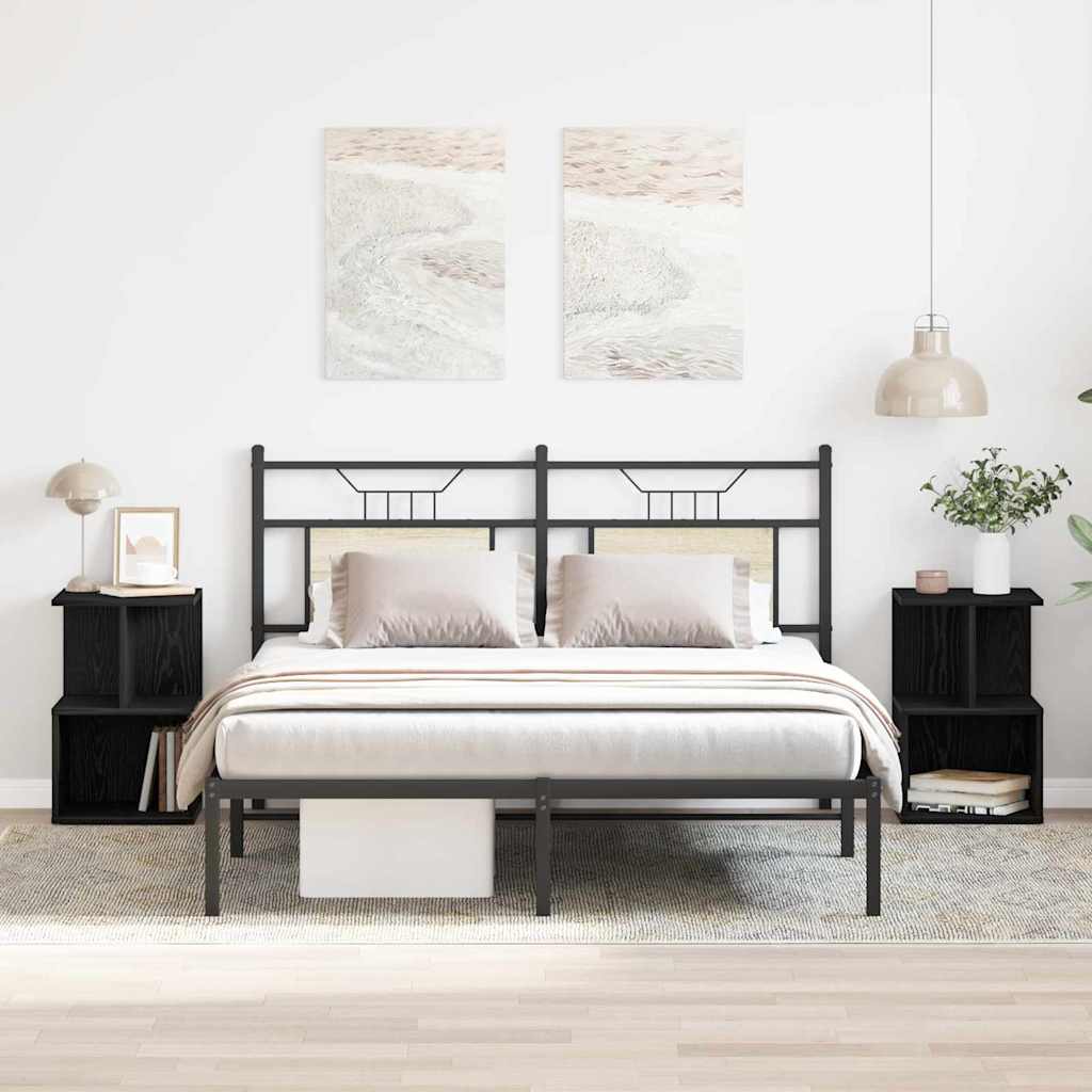 vidaXL Κομοδίνο 2 pcs Μαύρη Οξυά 35 x 35 x 55 εκ. Επεξεργασμένο ξύλο