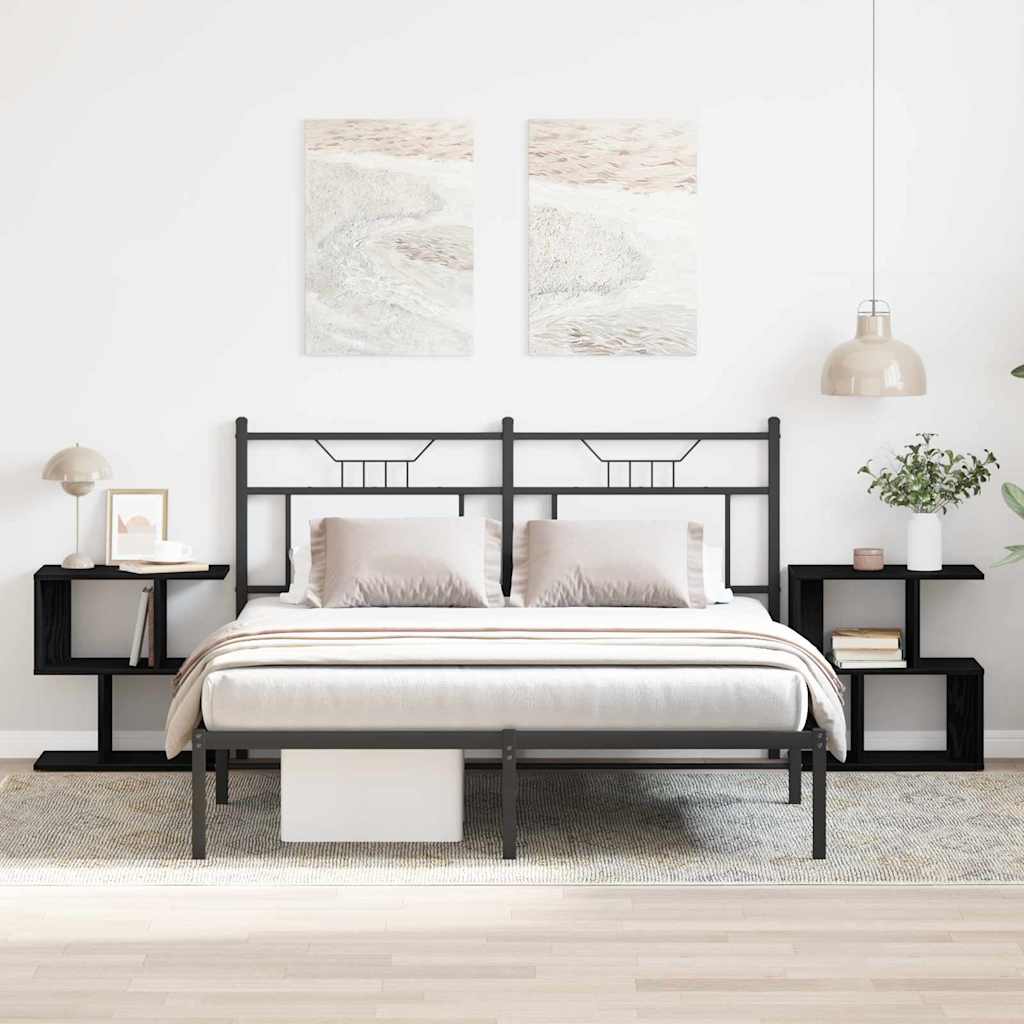 vidaXL Κομοδίνο 2 pcs Μαύρη Οξυά 50 x 30 x 51,5 εκ. Επεξεργασμένο ξύλο