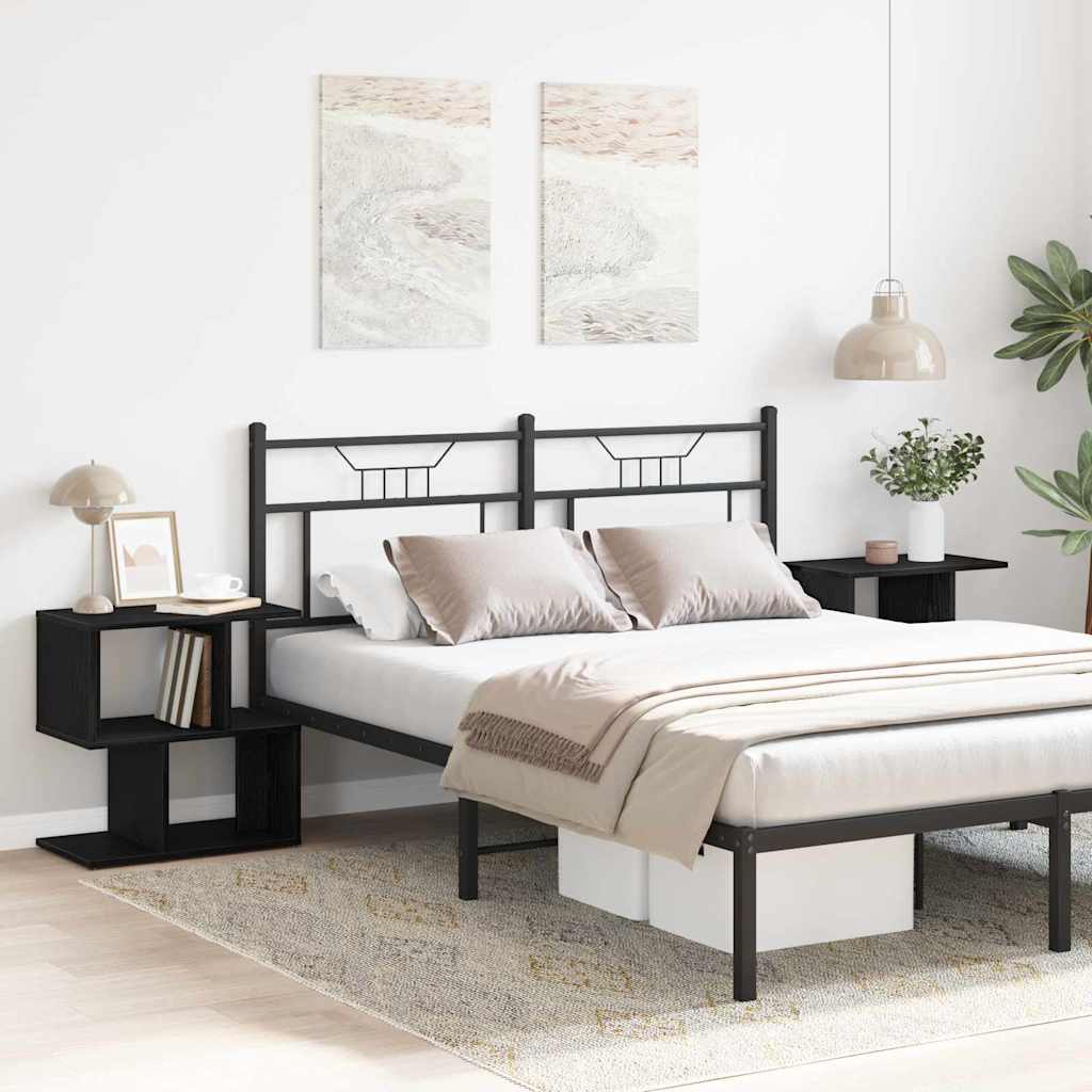 vidaXL Κομοδίνο 2 pcs Μαύρη Οξυά 50 x 30 x 51,5 εκ. Επεξεργασμένο ξύλο