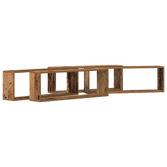 vidaXL Ράφια Τοίχου με ράφι 4 pcs Παλιό ξύλο 80 x 15 x 26 εκ.