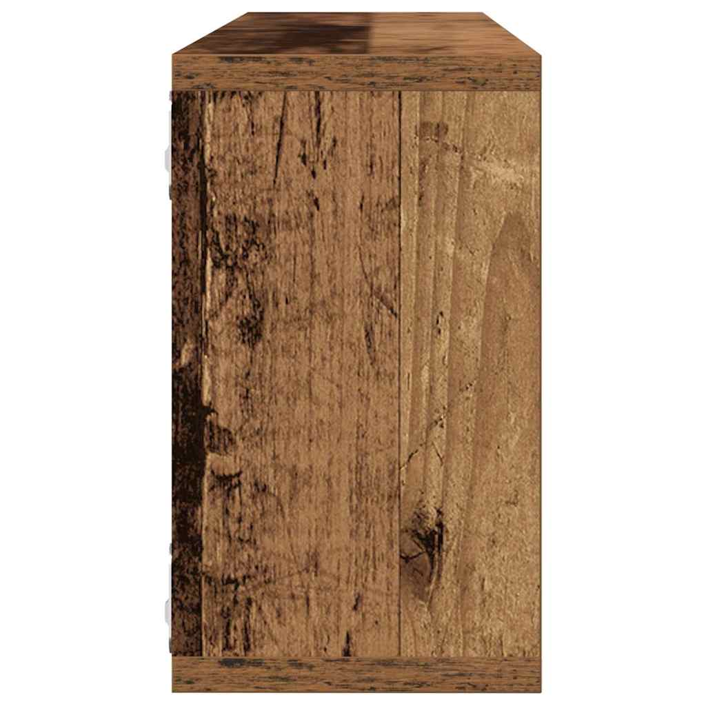 vidaXL Ράφια Τοίχου με ράφι 4 pcs Παλιό ξύλο 80 x 15 x 26 εκ.