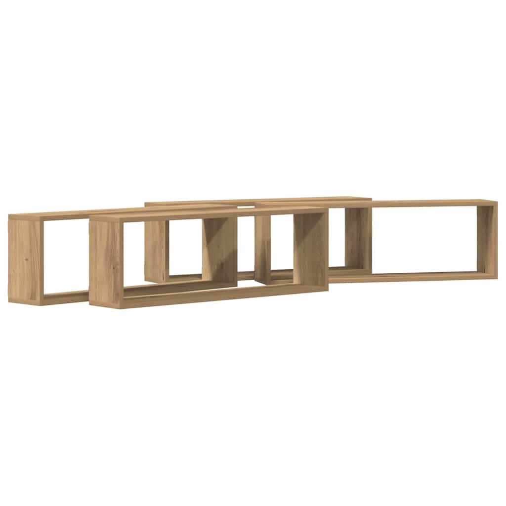 vidaXL Ράφια Τοίχου με ράφι 4 pcs Καρυδιά Χειροποίητης Εργασίας