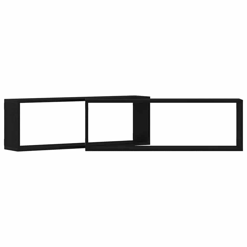 vidaXL Ράφια Τοίχου με ράφι 2 pcs Μαύρη Οξυά 80 x 15 x 26 εκ.