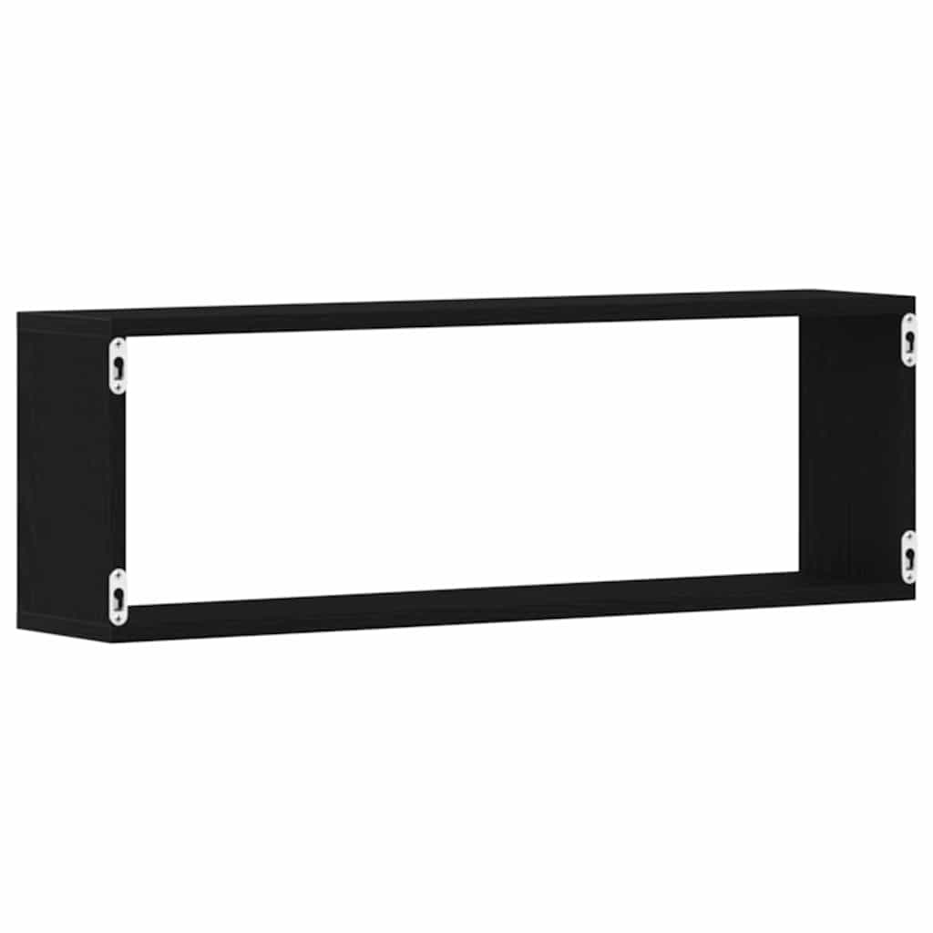 vidaXL Ράφια Τοίχου με ράφι 2 pcs Μαύρη Οξυά 80 x 15 x 26 εκ.