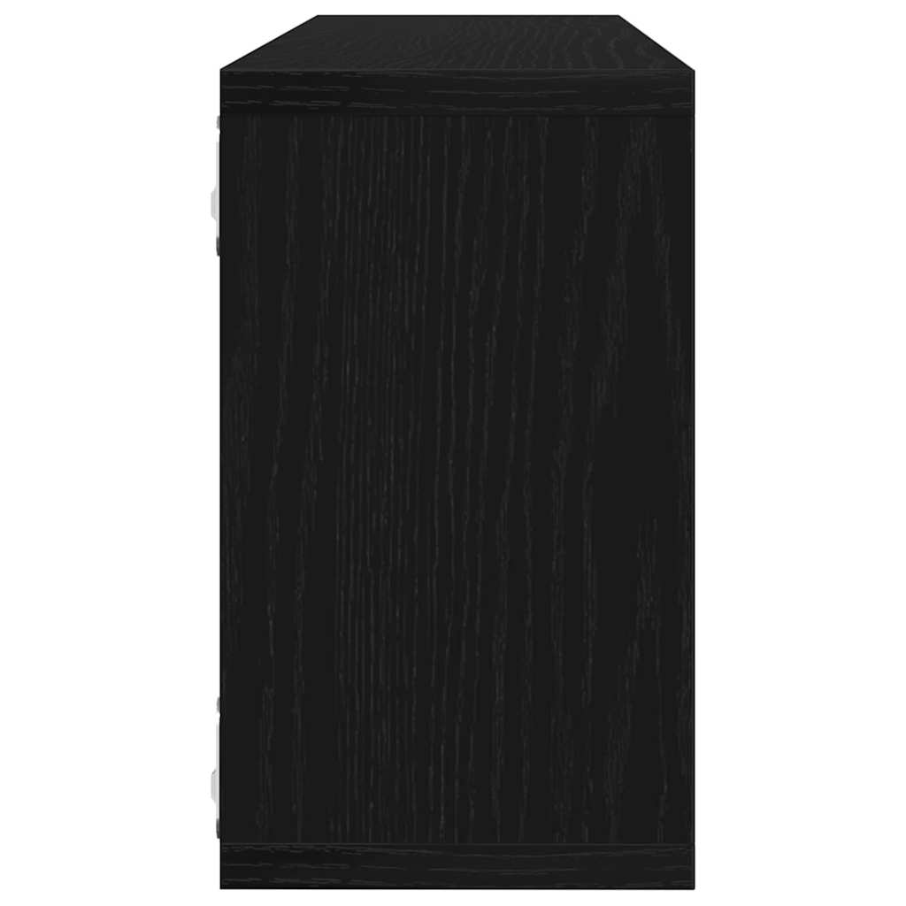 vidaXL Ράφια Τοίχου με ράφι 4 pcs Μαύρη Οξυά 80 x 15 x 26 εκ.