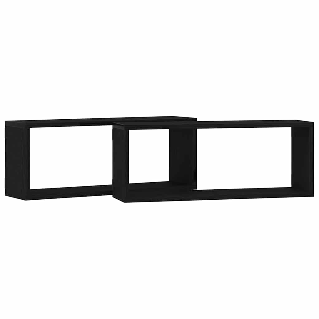 vidaXL Ράφια Τοίχου με ράφι Επιτοίχιο 2 pcs Μαύρη Οξυά 60 x 15 x 23 cm