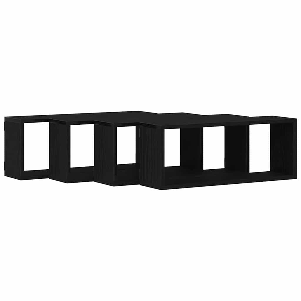 vidaXL Ράφια Τοίχου με ράφι Επιτοίχιο 4 pcs Μαύρη Οξυά 60 x 15 x 23 cm