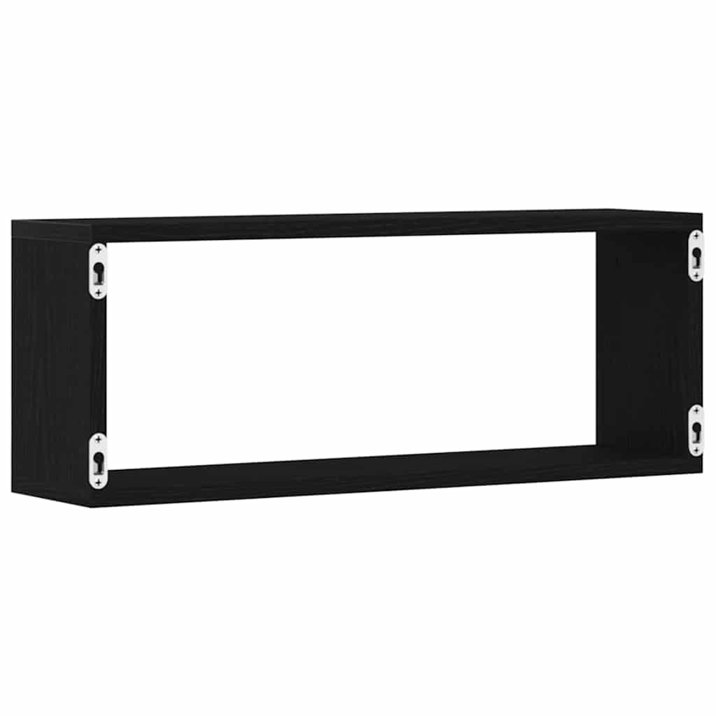 vidaXL Ράφια Τοίχου με ράφι Επιτοίχιο 4 pcs Μαύρη Οξυά 60 x 15 x 23 cm