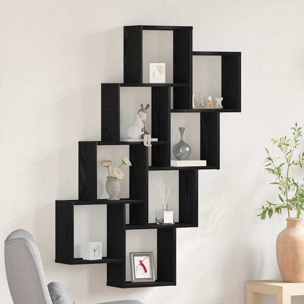 vidaXL Ράφι Τοίχου Μαύρη Οξυά 90 x 15 x 119,5 εκ Επεξεργασμένο ξύλο