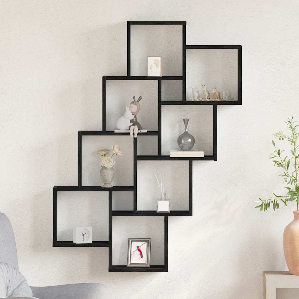 vidaXL Ράφι Τοίχου Μαύρη Οξυά 90 x 15 x 119,5 εκ Επεξεργασμένο ξύλο