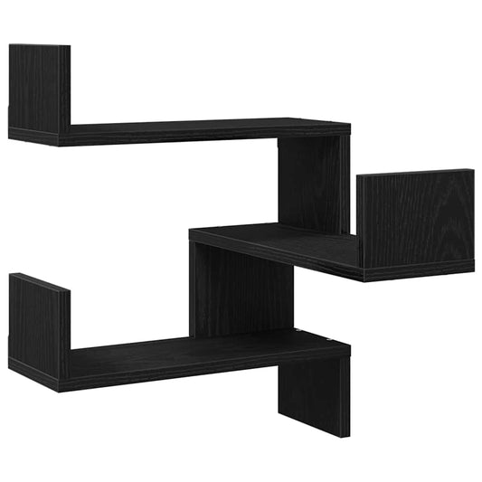 vidaXL Ράφι Τοίχου με ράφι 2 pcs Μαύρη Οξυά 40 x 40 x 49,5 εκ.