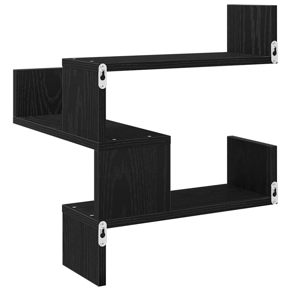 vidaXL Ράφι Τοίχου με ράφι 2 pcs Μαύρη Οξυά 40 x 40 x 49,5 εκ.