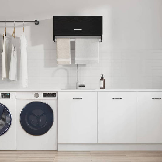 vidaXL Ντουλάπι με πόρτα Μαύρο 70 x 32.5 x 35 cm Επεξεργασμένο ξύλο