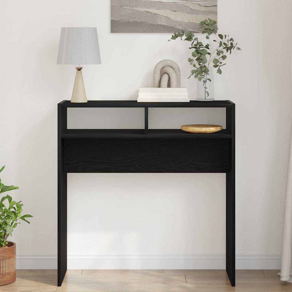 vidaXL Τραπέζι κονσόλας Μαύρη Οξυά 78 x 30 x 80 εκ. Επεξεργασμένο ξύλο