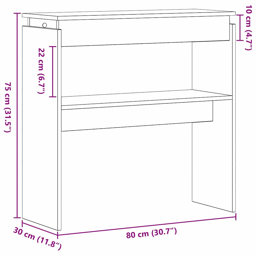 vidaXL Τραπέζι κονσόλας Μαύρη Οξυά 80 x 30 x 80 εκ. Επεξεργασμένο ξύλο