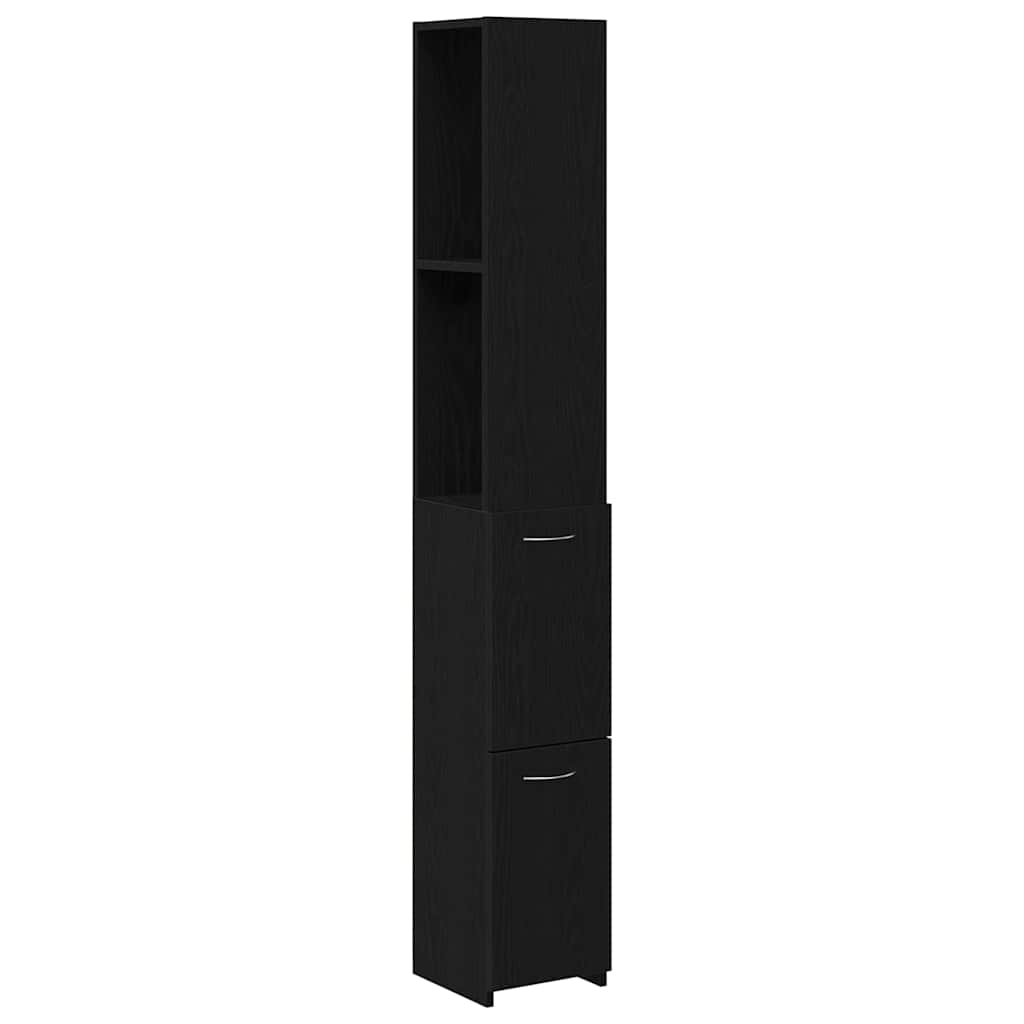vidaXL Ντουλάπι Μπάνιου με συρτάρι Μαύρη Οξυά 25 x 25 x 170 εκ.