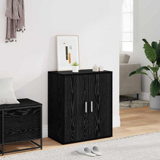vidaXL Ντουλάπα Παπουτσιών με ράφι με πόρτα Μαύρη Οξυά 60 x 35 x 70 cm