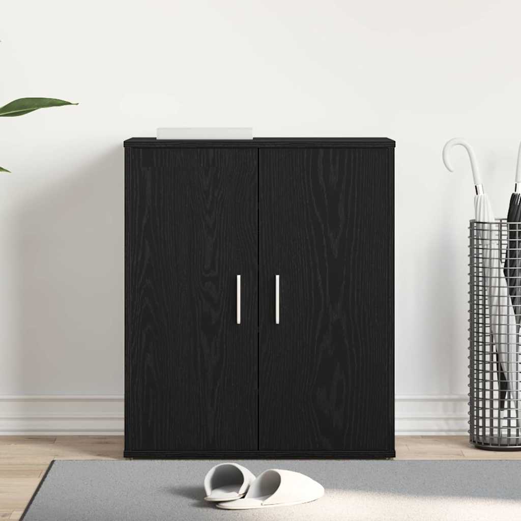 vidaXL Ντουλάπα Παπουτσιών με ράφι με πόρτα Μαύρη Οξυά 60 x 35 x 70 cm