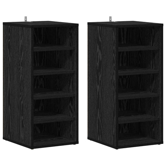 vidaXL Ντουλάπα Παπουτσιών με ράφι 2 pcs Μαύρη Οξυά 32 x 35 x 70 εκ