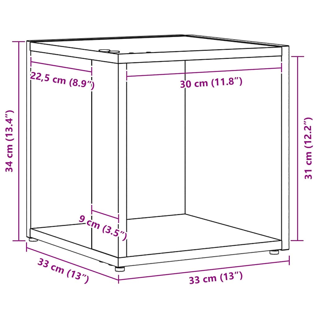 vidaXL Γωνιακά ράφια 33 x 33 x 34,5 cm Επεξεργασμένο Ξύλο Μαύρη Οξυά