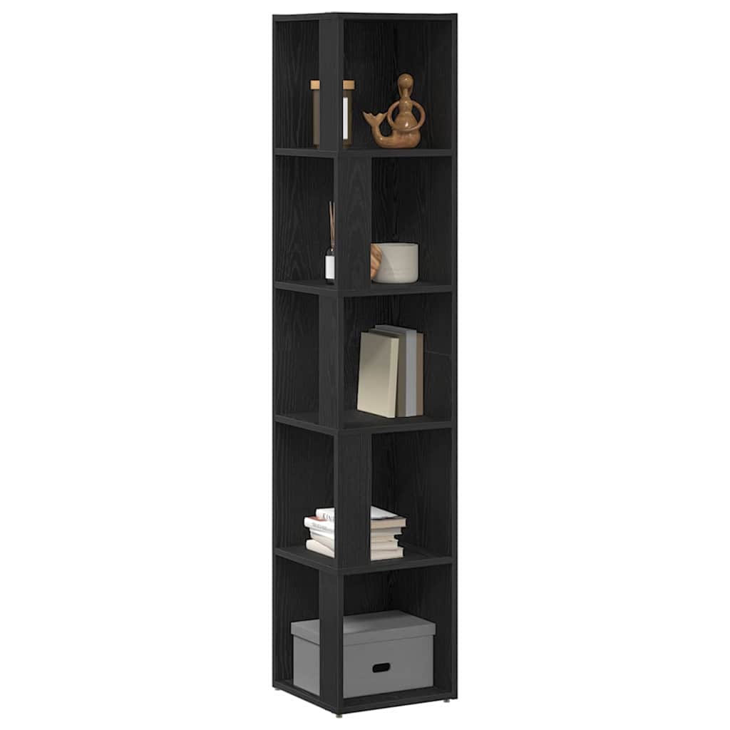 vidaXL Γωνιακά ράφια 33 x 33 x 164,5 cm Επεξεργασμένο Ξύλο Μαύρη Οξυά