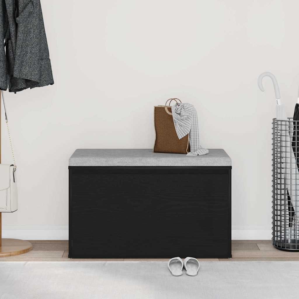 vidaXL παγκάκι με συρτάρι Μαύρο 80 x 40 x 45 εκ. Επεξεργασμένο ξύλο