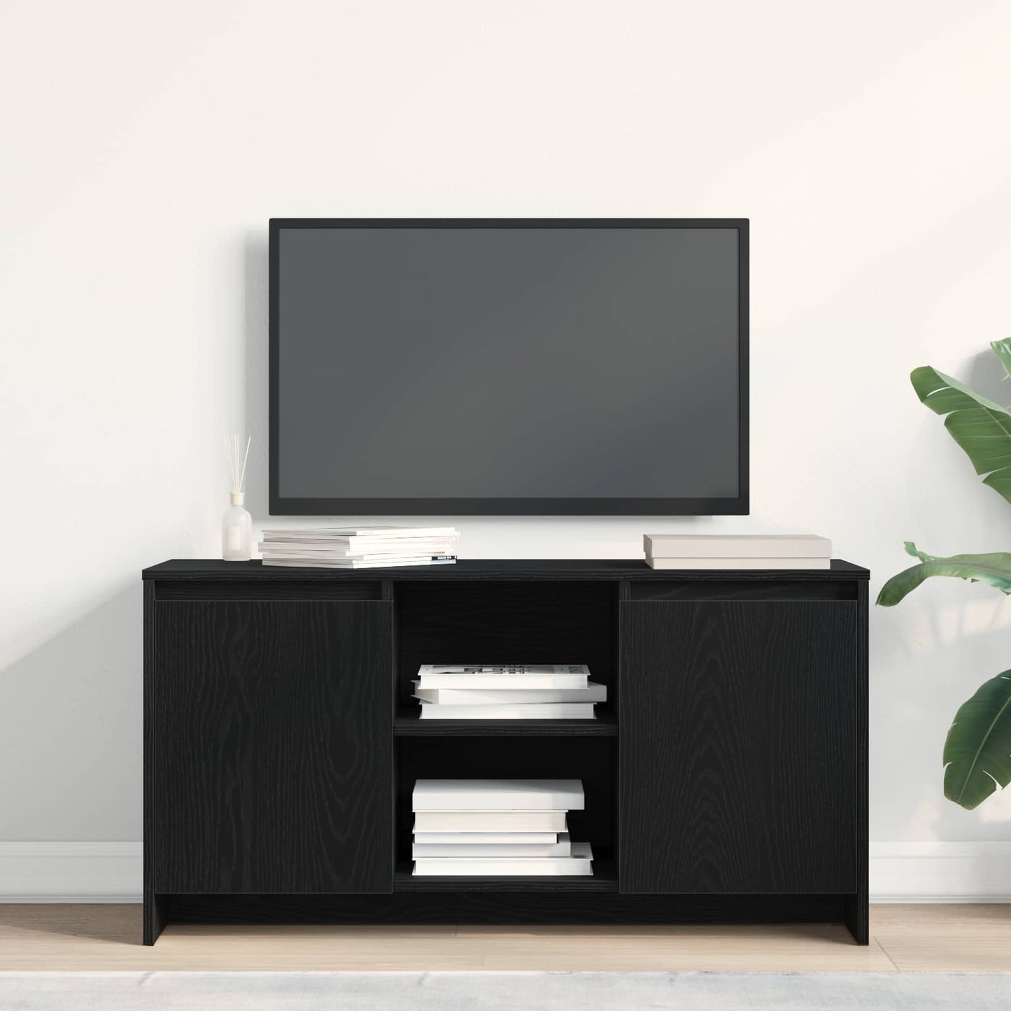 vidaXL Ντουλάπι TV Μαύρη Οξυά 102 x 37,5 x 52,5 εκ Επεξεργασμένο ξύλο
