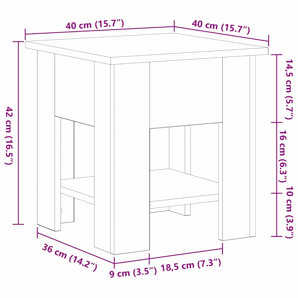 vidaXL Τραπεζάκι σαλονιού Μαύρη δρυς 40 x 40 x 42 cm