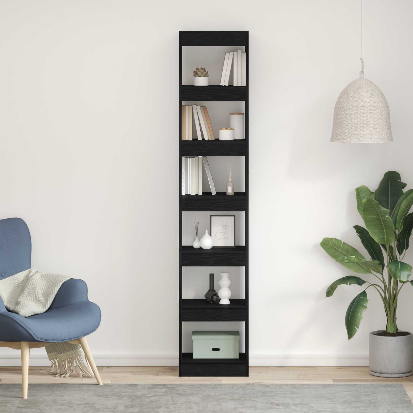 vidaXL Βιβλιοθήκη Μαύρη δρυς 40 x 30 x 198 εκ. Επεξεργασμένο ξύλο