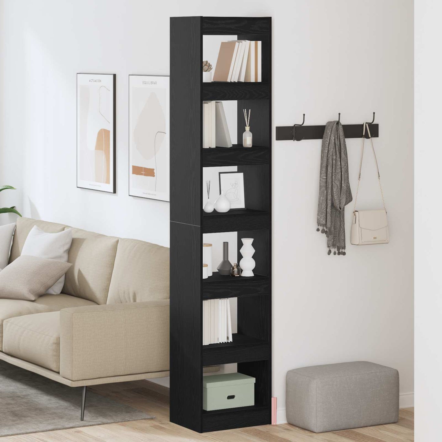 vidaXL Βιβλιοθήκη Μαύρη δρυς 40 x 30 x 198 εκ. Επεξεργασμένο ξύλο