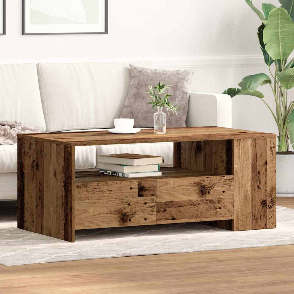 vidaXL Τραπεζάκι σαλονιού with Drawer Παλαιό ξύλο 102 x 55 x 43.5 εκ.