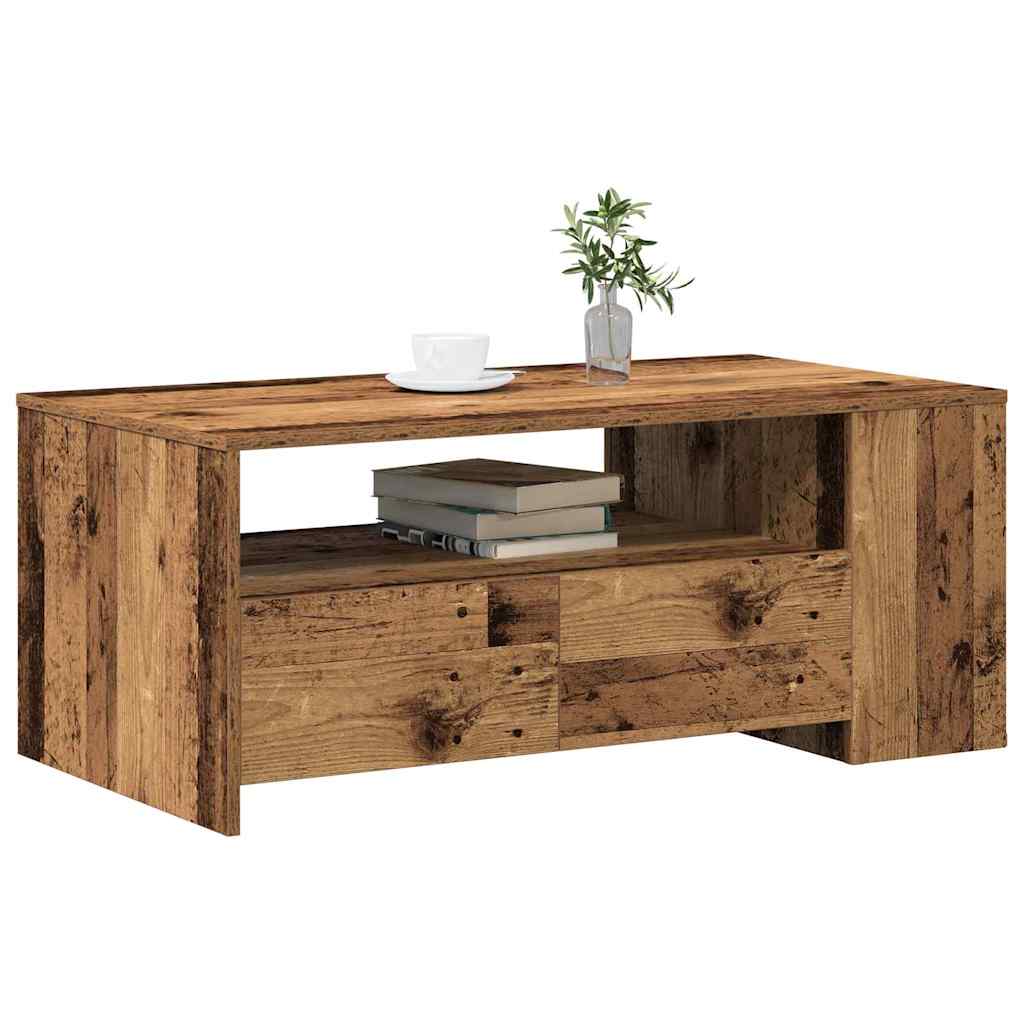 vidaXL Τραπεζάκι σαλονιού with Drawer Παλαιό ξύλο 102 x 55 x 43.5 εκ.