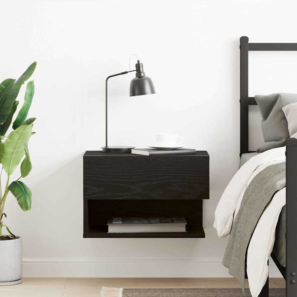 vidaXL Κομοδίνο Μαύρη Οξυά 46 x 30 x 30 εκ Επεξεργασμένο ξύλο