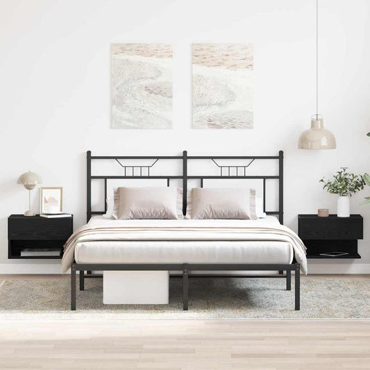 vidaXL Κομοδίνο 2 pcs Μαύρη Οξυά 46 x 30 x 30 εκ Επεξεργασμένο ξύλο