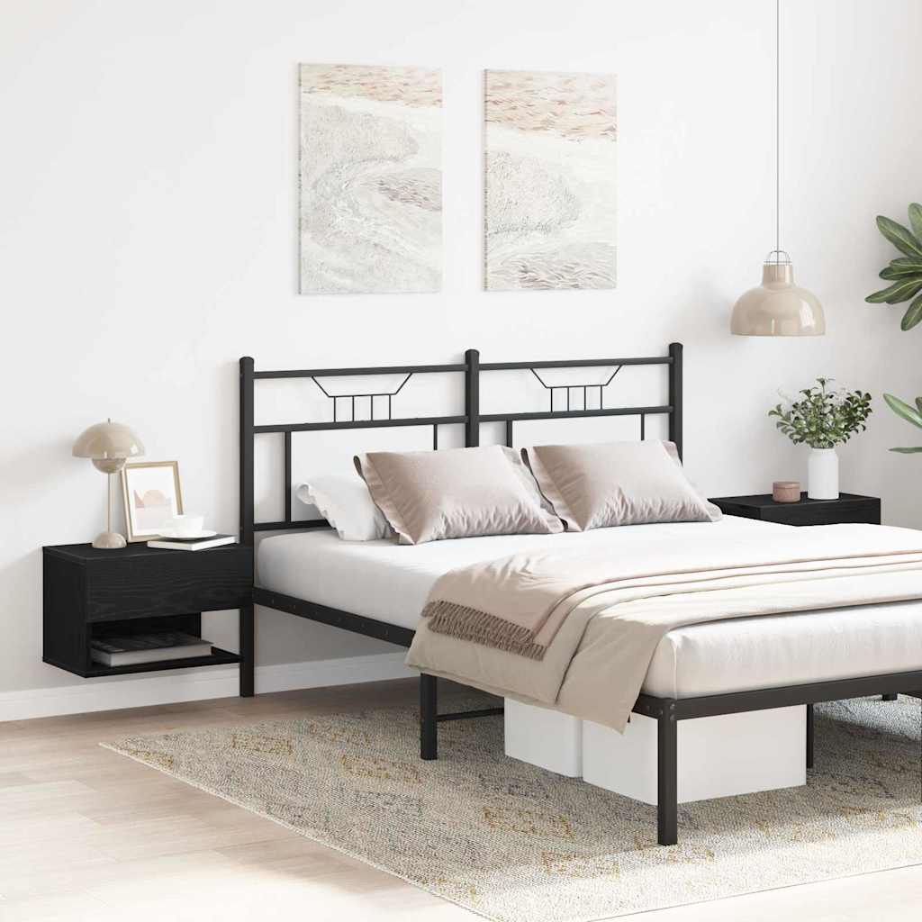 vidaXL Κομοδίνο 2 pcs Μαύρη Οξυά 46 x 30 x 30 εκ Επεξεργασμένο ξύλο