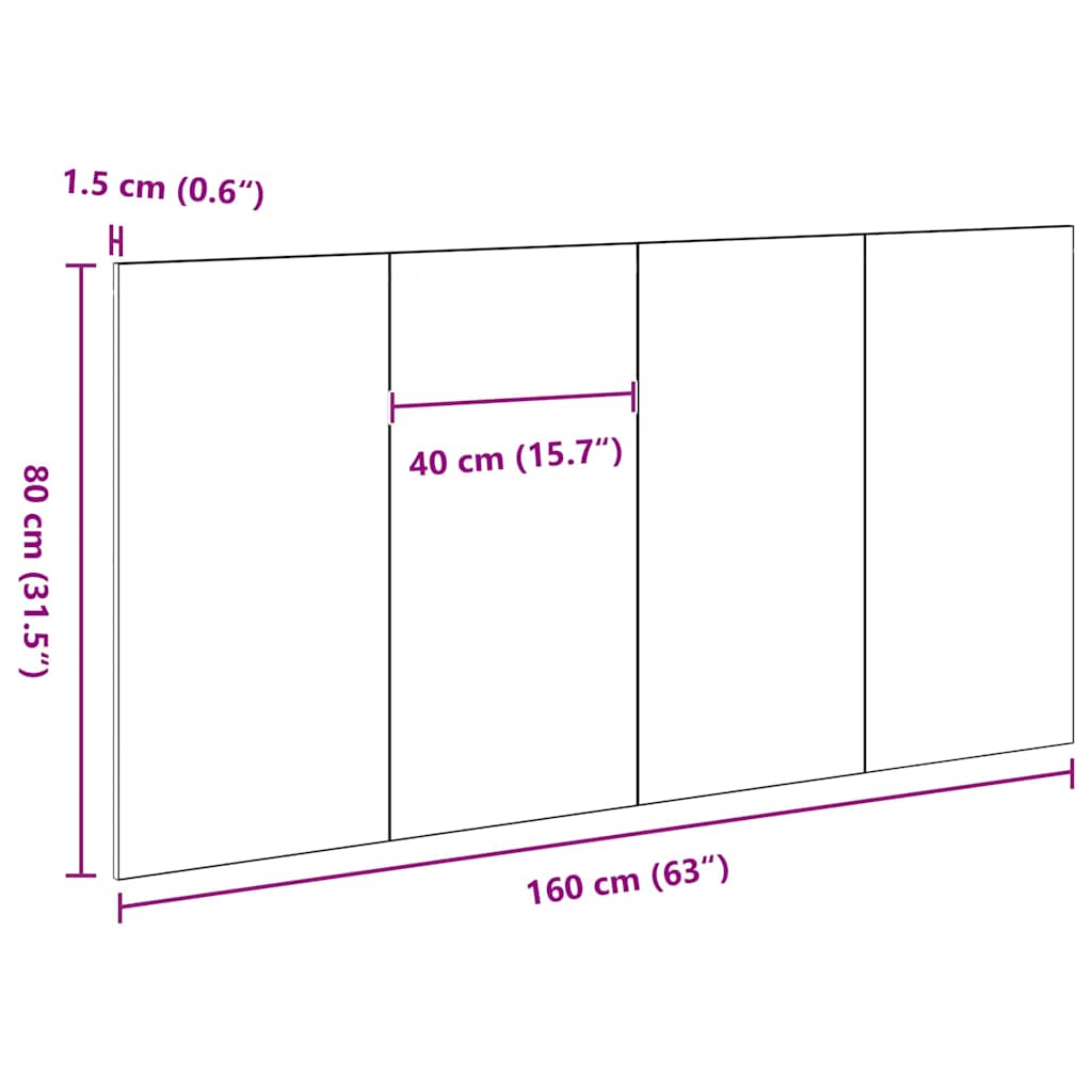 vidaXL Κεφαλάρι Μαύρη δρυς 160 x 1,5 x 80 cm Επεξεργασμένο ξύλο