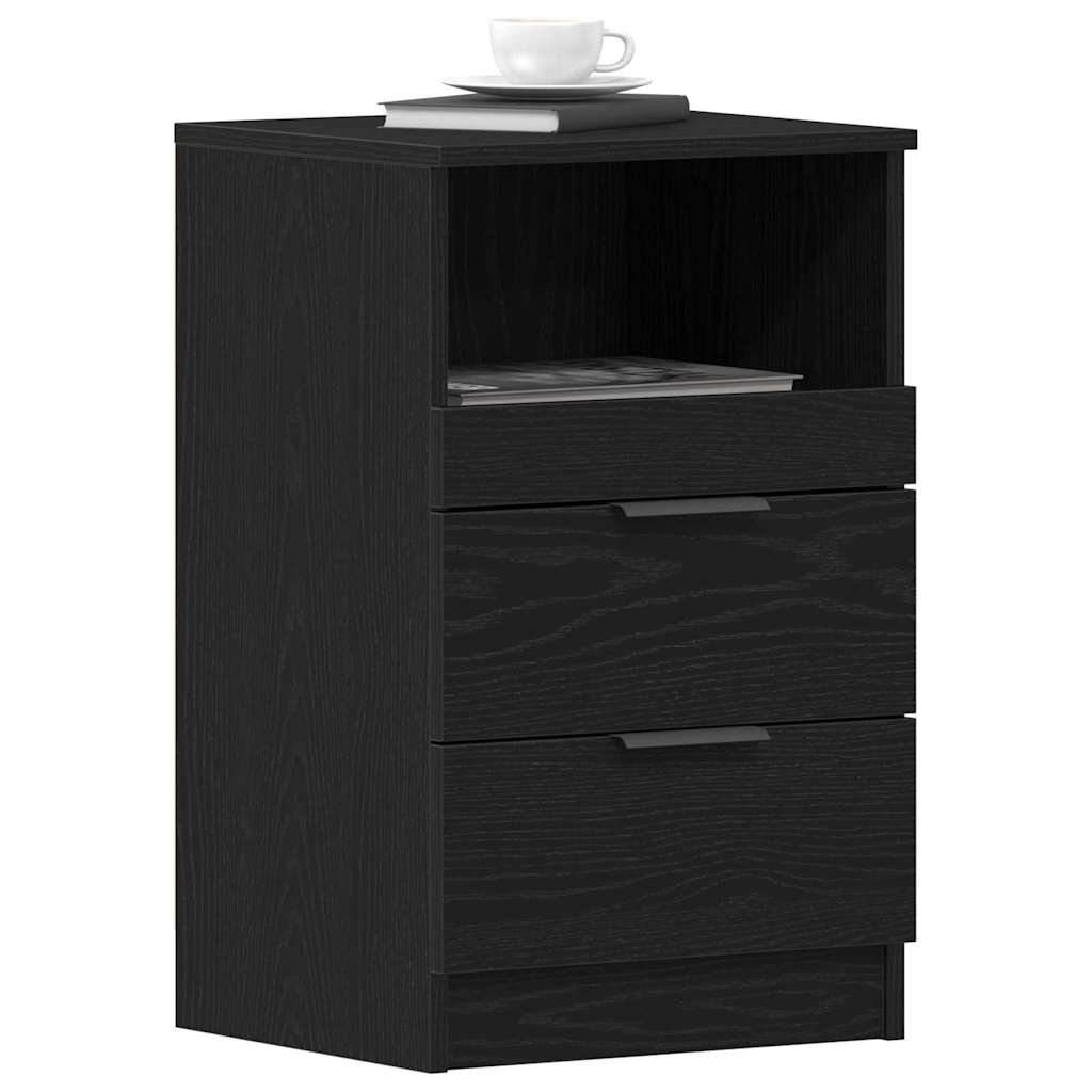 vidaXL Κομοδίνο 2 pcs Μαύρη δρυς 40 x 35 x 65 εκ. Επεξεργασμένο ξύλο