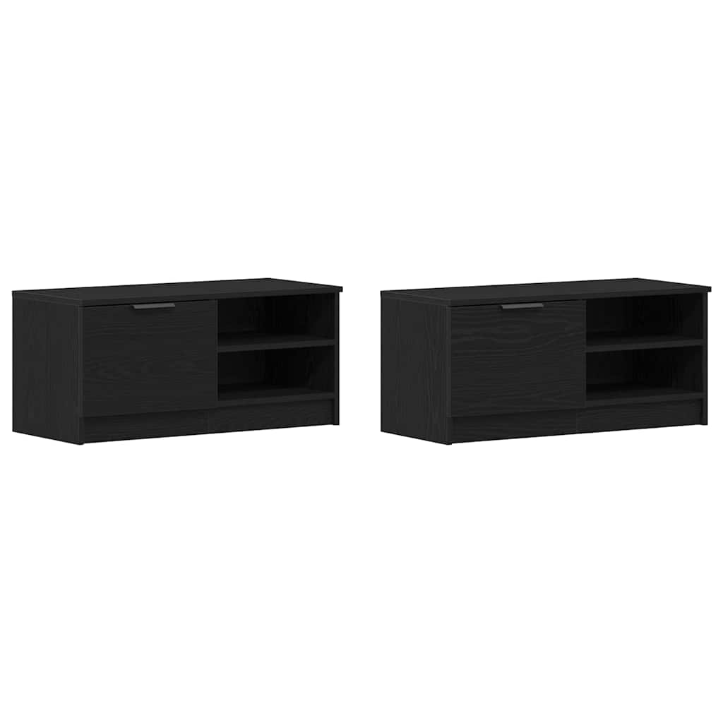 vidaXL Ντουλάπι TV 2 pcs Μαύρη Οξυά 80 x 35 x 36,5 cm