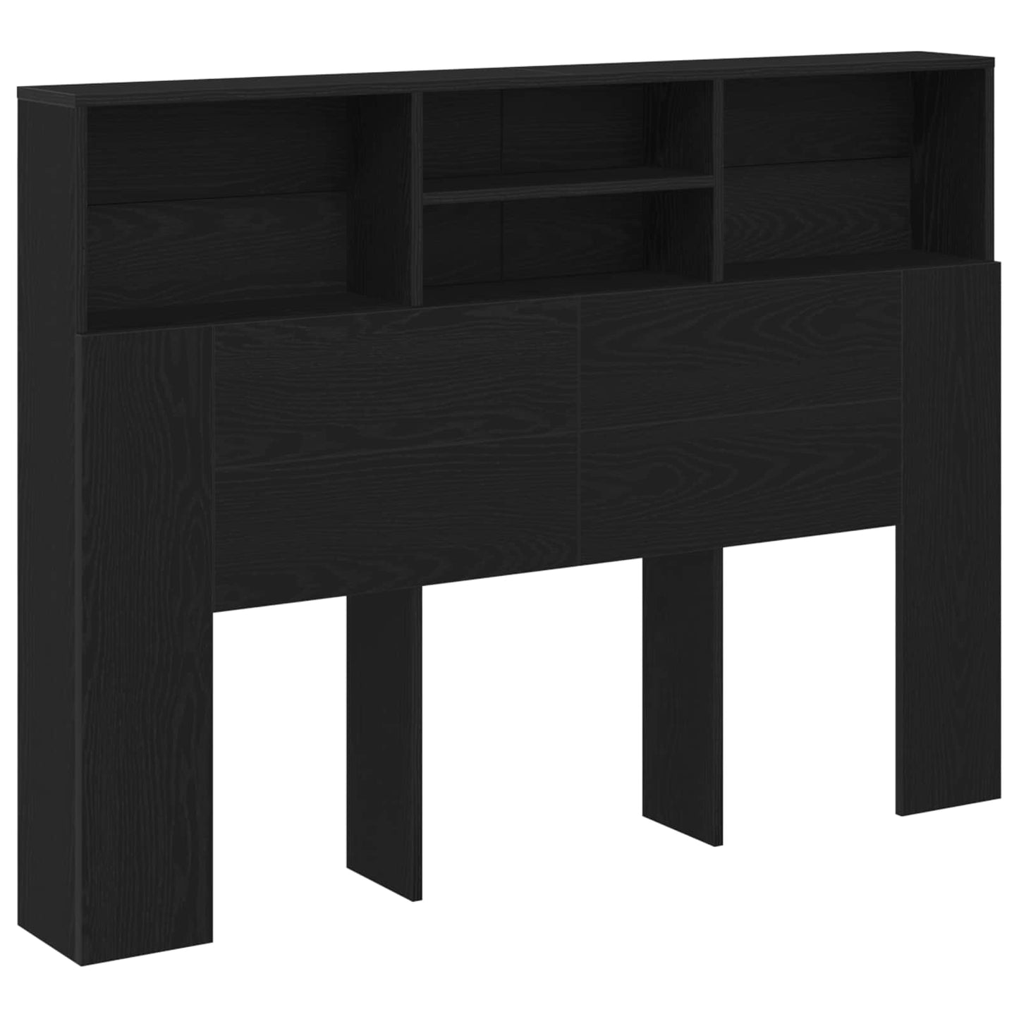 vidaXL Κρεβάτι με Κεφαλάρι με ράφι Μαύρη δρυς 140 x 19 x 103.5 cm