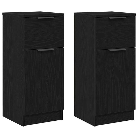 vidaXL Πλαϊνό γραφείο με συρτάρι 2 pcs Μαύρη Οξυά 30 x 30 x 70 εκ.
