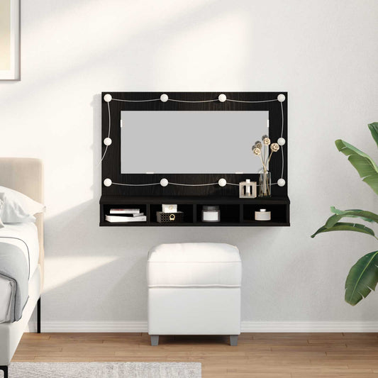 vidaXL Ντουλάπα Καθρέφτη με ράφι Μαύρη Οξυά 90 x 31,5 x 62 εκ.